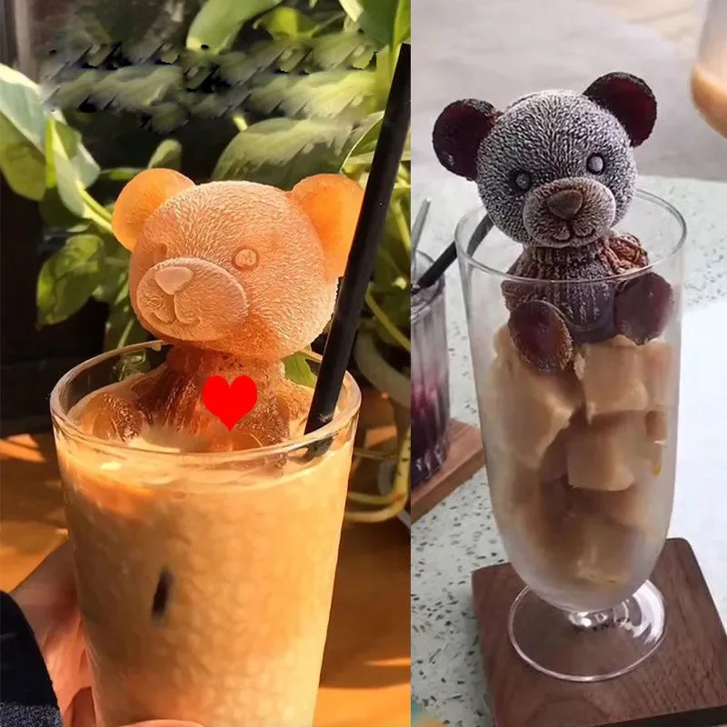 

Ice Mold Net Bear-Shaped Ice Cubes Silicone Ice Maker Beverage Coffee Milk Tea Three-dimensional Cartoon Creativity