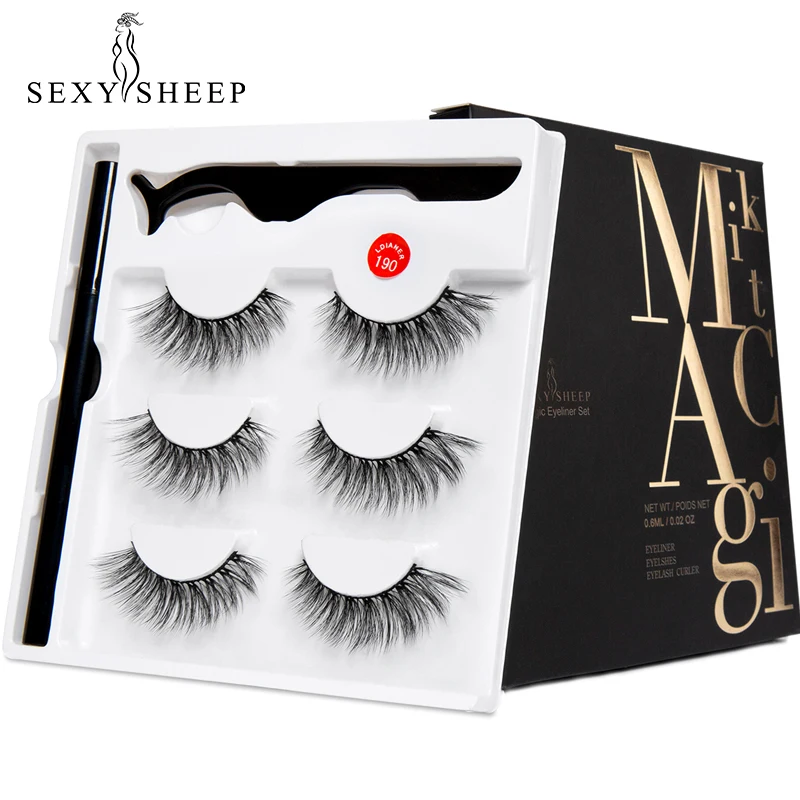 Набор Магнитных накладных ресниц 3 пары самоклеящиеся магнитные накладные