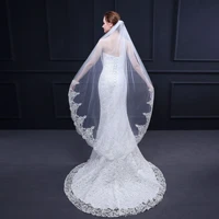 elegant 1 5 meter white ivory lace edge bridal veil with comb wedding accessories bride veu wedding veil
