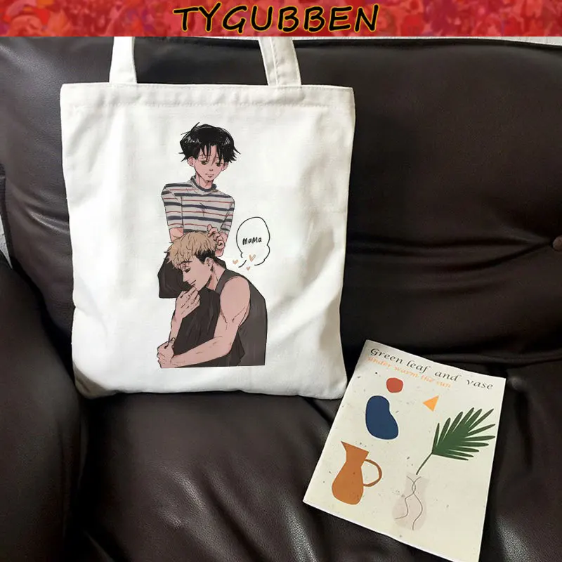 

Summer Sangwoo Yoonbum Killing Stalking Shopping Canvas Tote Casual Large-capacity Cartoon Women Bag Harajuku Punk Shoulder Bags