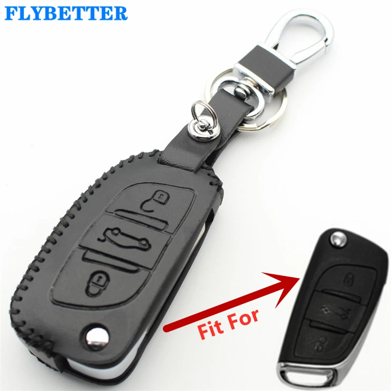Флип чехол FLYBETTER для Citroen DS4S/DS5/DS6/C4/C5 из натуральной кожи с 3 кнопками Peugeot 301/408/3008/607