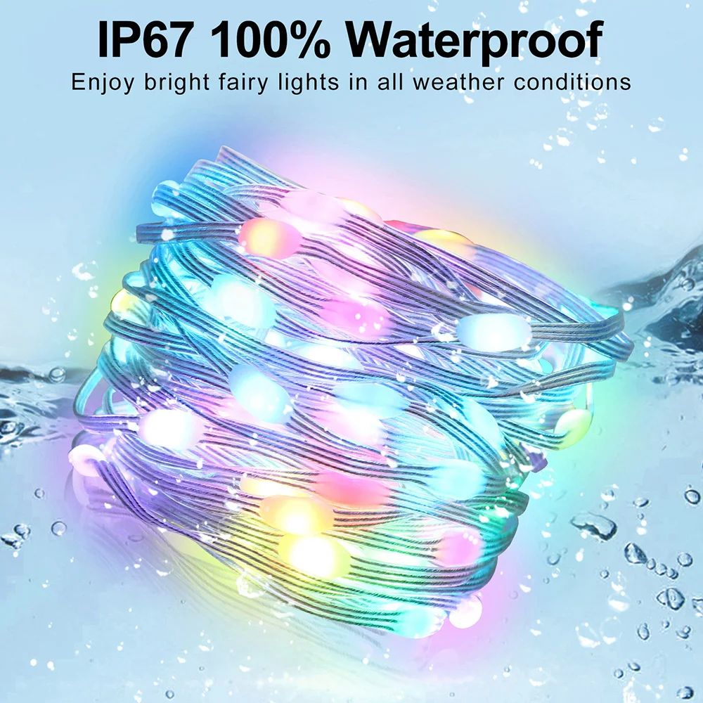 

IP67 Smart Light Garland LED String Lights Bluetooth Fairy Lights Music Sync Christmas Lights Waterproof Lamp Wedding Decoration