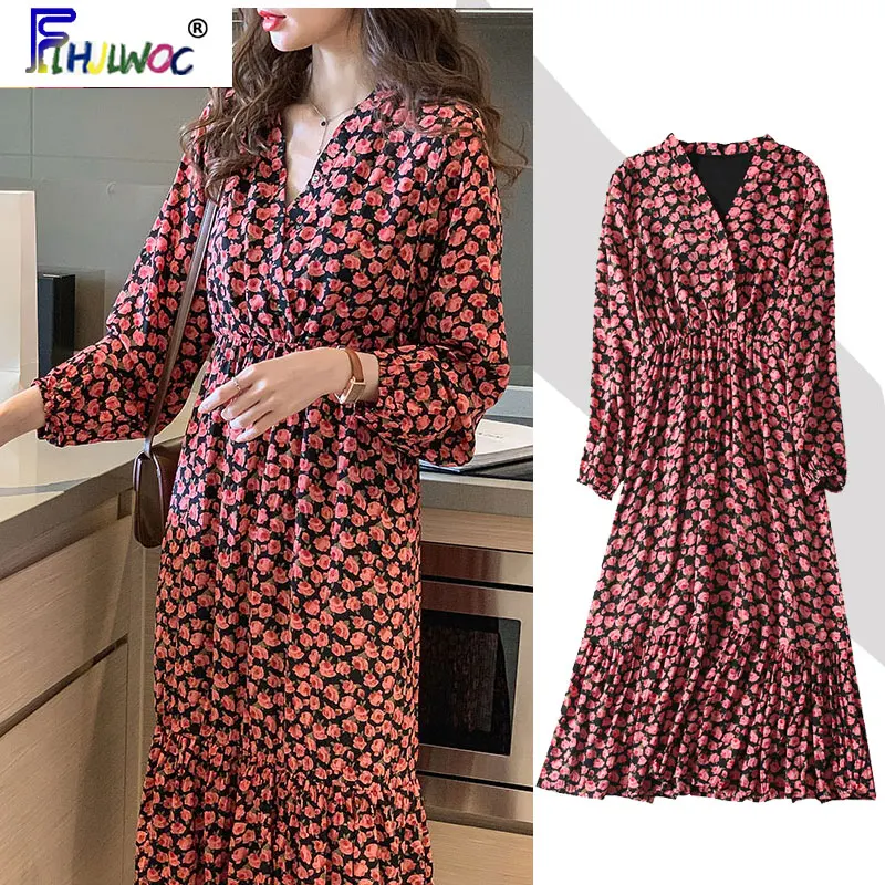 

Винтажные красивые платья в стиле ретро, Лидер продаж, женское платье в Корейском стиле с длинным рукавом, Стройное ТРАПЕЦИЕВИДНОЕ ПЛАТЬЕ с ...