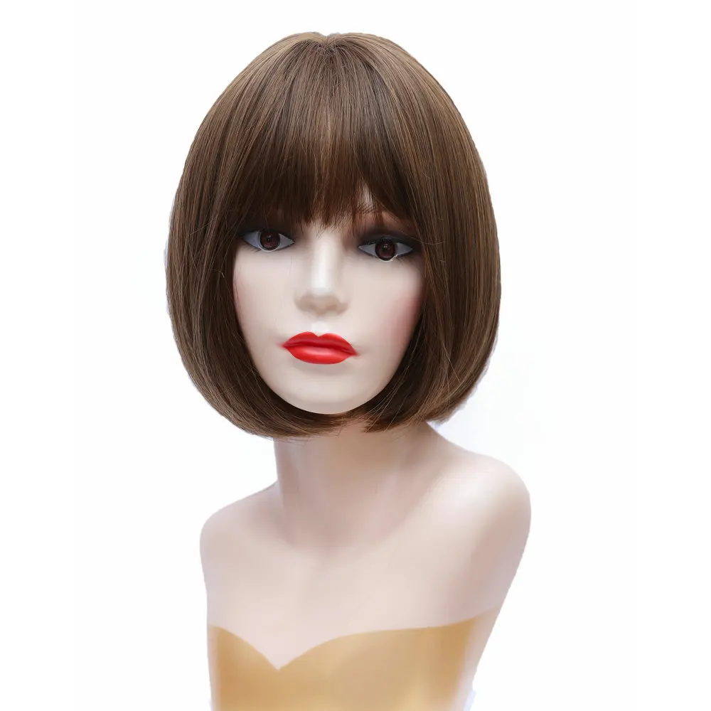 Ful 12 Inch Heat Resistant Fiber Short Silk Straight Color F4/27 Synthetic Hair For Black Woman Bob Wigs