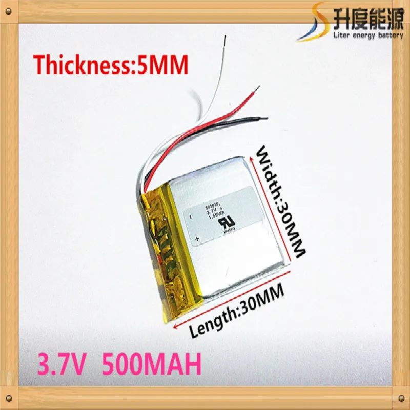 Полимерный аккумулятор 500 mah 3,7 V 503030 умный дом MP3 колонки литий-ионный аккумулятор для dvr, gps, mp3, mp4, сотового телефона, динамика
