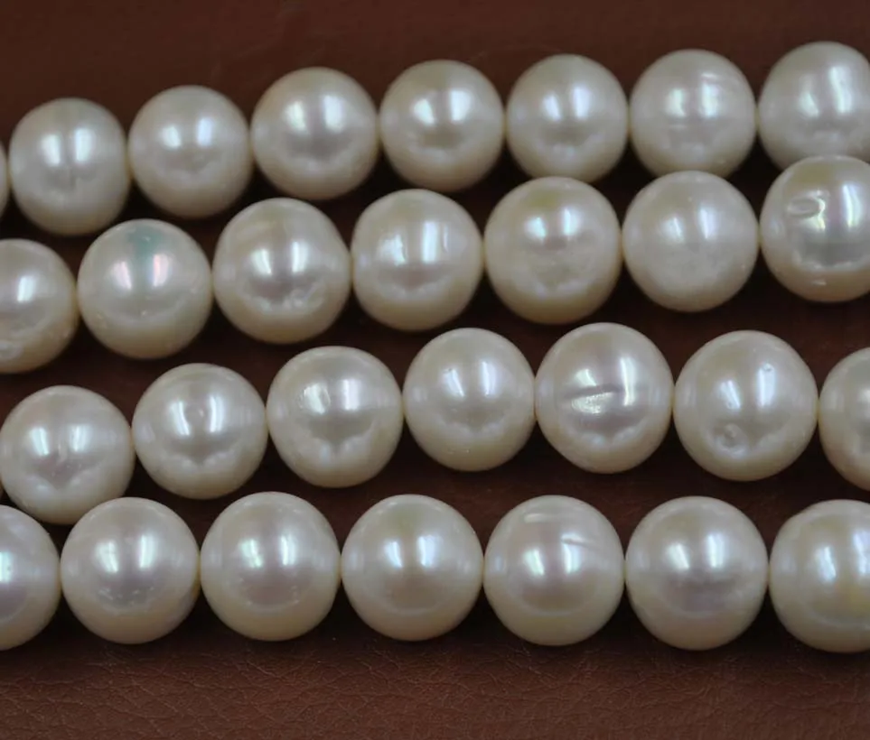 

AA wholesale 11.5-13mm near round potato white freshwater pearl strand 40cm free shipping