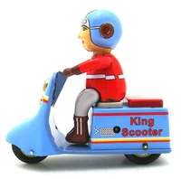 funny adult collection retro wind up toy metal tin courier king scooter motorcycle mechanical clockwork toy figures kids gift