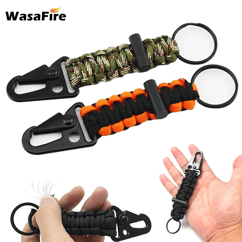 

Outdoor Umbrella Rope Climb Keychain Tactical Survival Tool Camping Key Chain Carabiner Braided Hook Cord Backpack Buckle