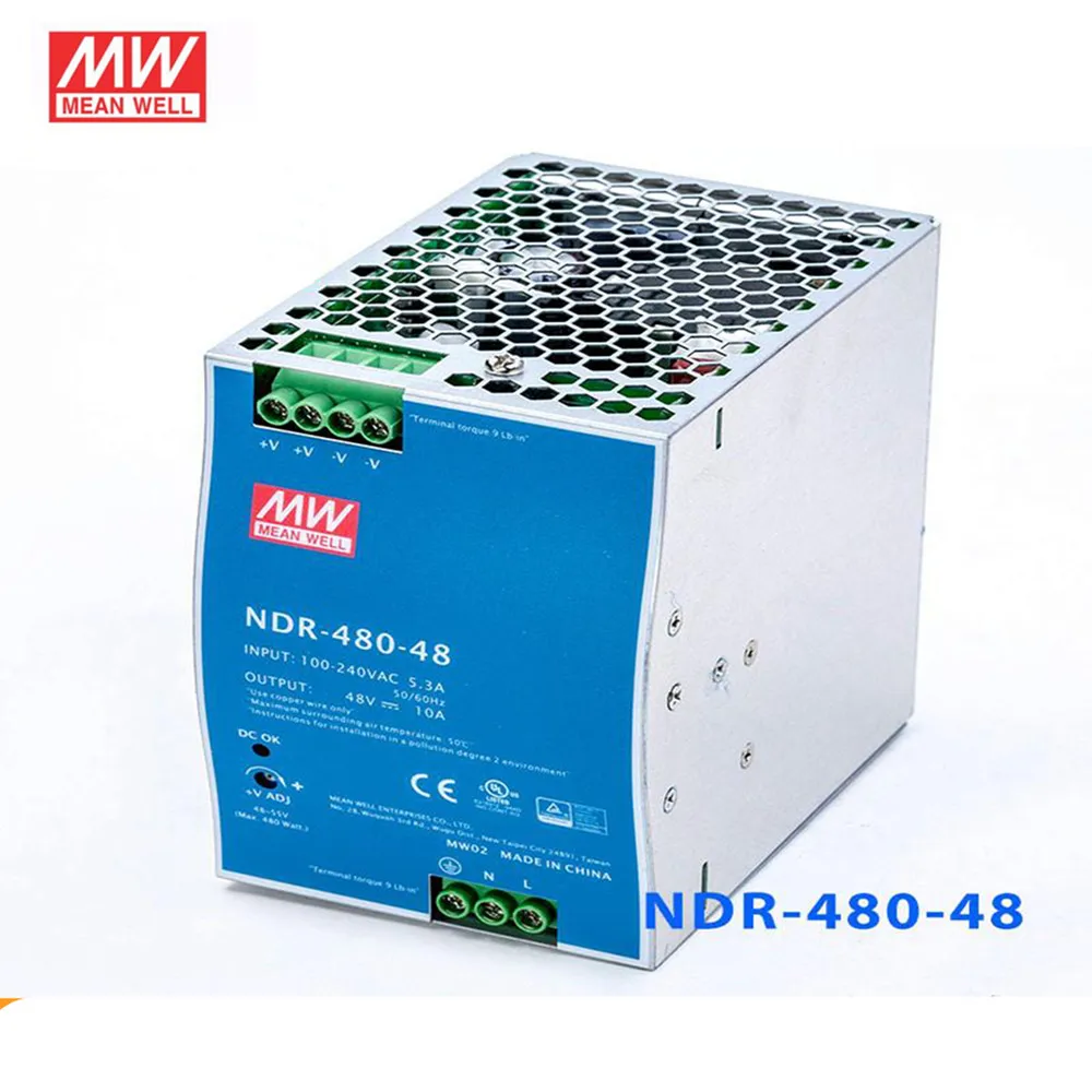 Steady MEAN WELL NDR-480-48 48V 10A meanwell NDR-480 24V 48V 480W блок питания промышленной DIN-рейки с одним выходом
