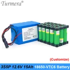 Аккумулятор Turmera 12V 15Ah 3S5P VTC6 3000mAh с 40A BMS для бесперебойного питания 12V перезаряжаемый литиевый аккумулятор