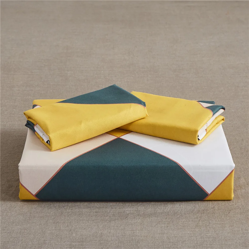 

Nordic Bed Linen Yellow Geometry Classic Checkered Bedding Set Luxury Quilt Bedspread Duvet Cover King Full Single Size 220x240