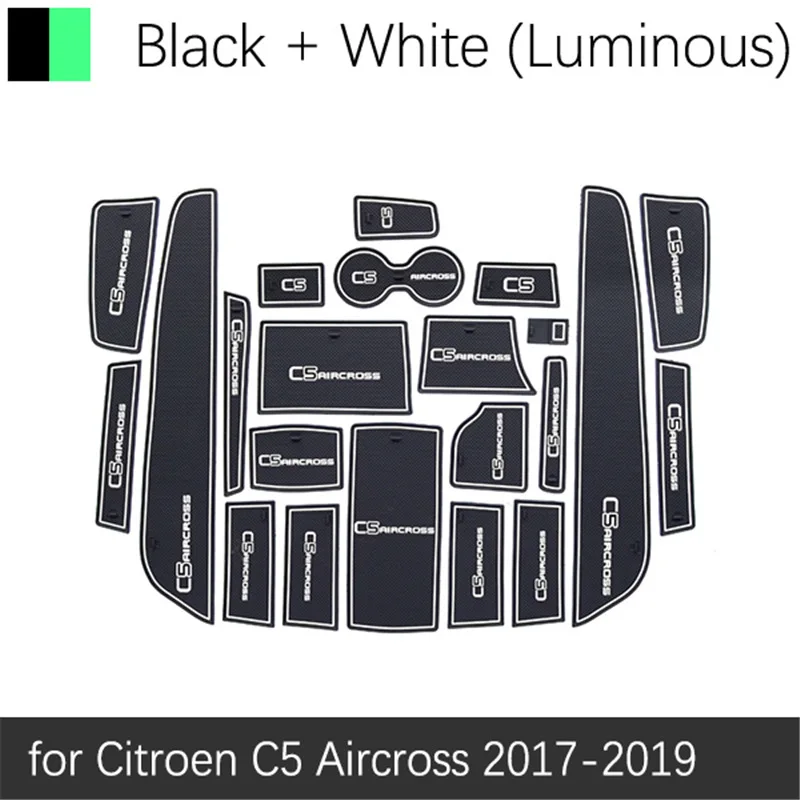 C5 Aircross White Анти-скольжения ворота шлифовальные маты резиновый коврик под чашку для Citroen C5 Aircross C5-Aircross - Название цвета: C5 Aircross White