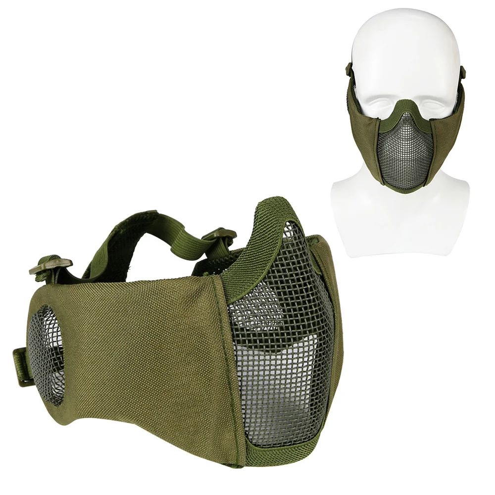 

Airsoft and Paintball CS Foldable Half Face Low-carbon Steel Mesh Style Comfortable Adjustable Protective Mask