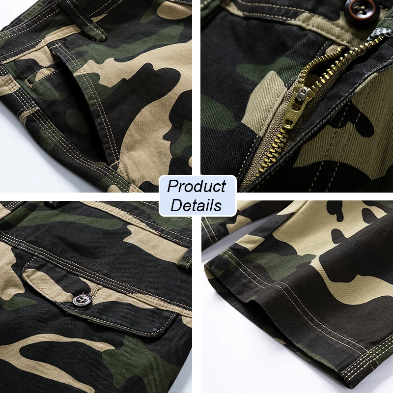 

2021 Men Summer New Tactical Cotton Cargo Shorts Men Streetwear Pockets Shorts Men Casual Fashion Loose Camouflage shorts 28-38