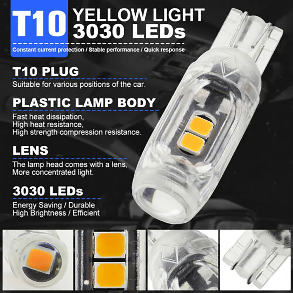 

DC 12V -24V LED Bulbs Dome Interior Side W5W 10Pcs 37.5x12x9(mm) 4500k