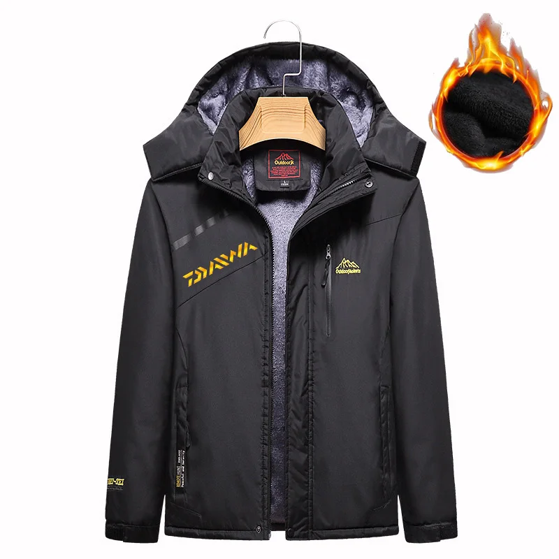 

Daiwa Outdoor Men's Fishing Jacket Plus Size Fleece Thicker Fishing Clothing Windproof Riding Male Warm Cotton Fishing Clothes
