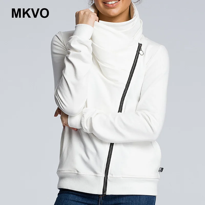 Осенне зимний кардиган на молнии с неровным вырезом Женская куртка однотонная