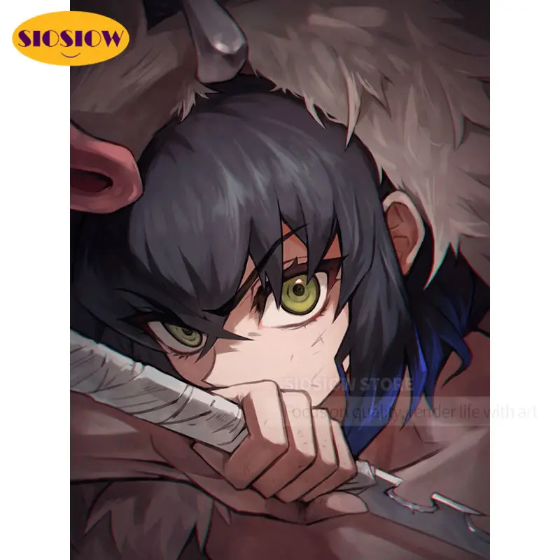 

Sale 5D Diy Diamond Mosaic Embroidery Cross Stitch 3d Diamond Painting Demon Slayer Hashibira Inosuke Full Round Decor Home Room