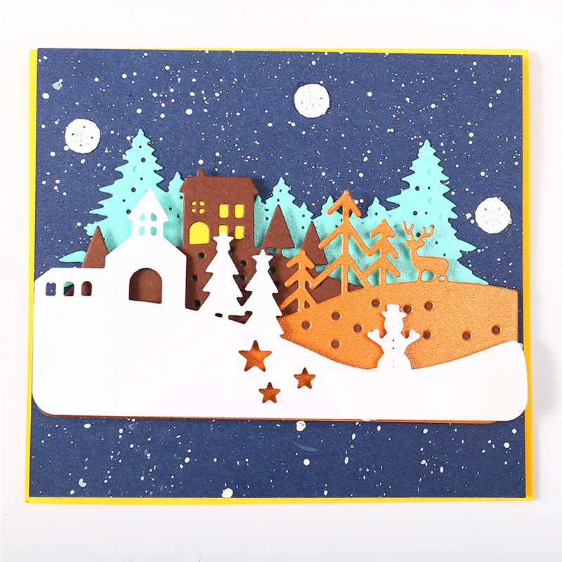 Naifumodo Merry Christmas Dies House Tree металлические режущие штампы новые 2019 для изготовления