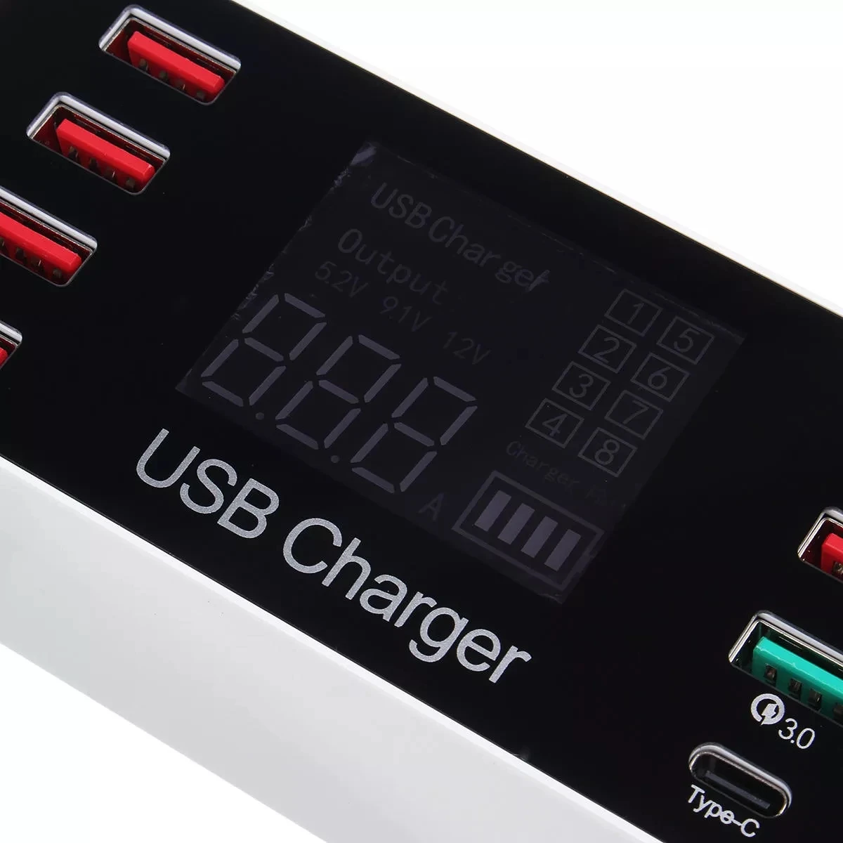 USB быстрое зарядное устройство светодиодный дисплей 7 портов Q C 3 0 Smart Настольный 40