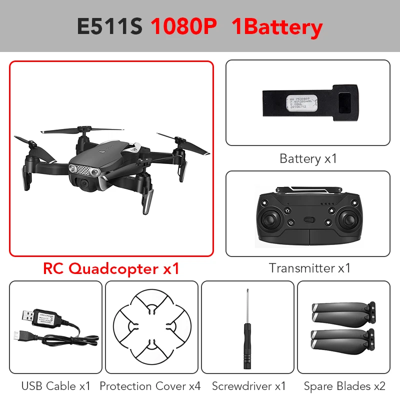 1080P 1battery Eachine E511S gps динамическое отслеживание wifi FPV видео с камерой 5G 1080P Радиоуправляемый Дрон Квадрокоптер Вертолет VS XS816 SG106 F11 S167 Dro - Цвет: 1080P 1battery