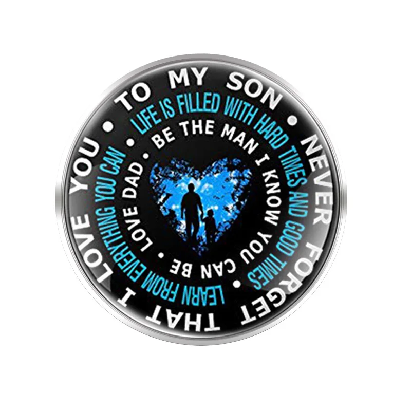 

TO MY SON For Clothes Decoration Collar Pin Glass Dome Accessories Jewelry Gift