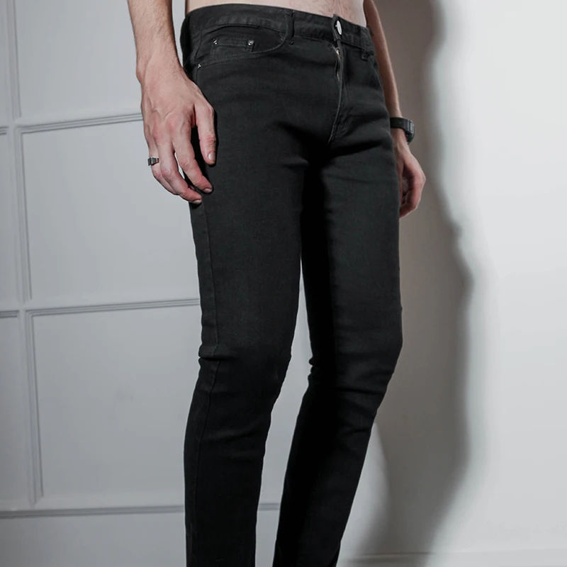 Стрейчевые черные джинсы большого размера Узкие хлопковые брюки карандаш зимние