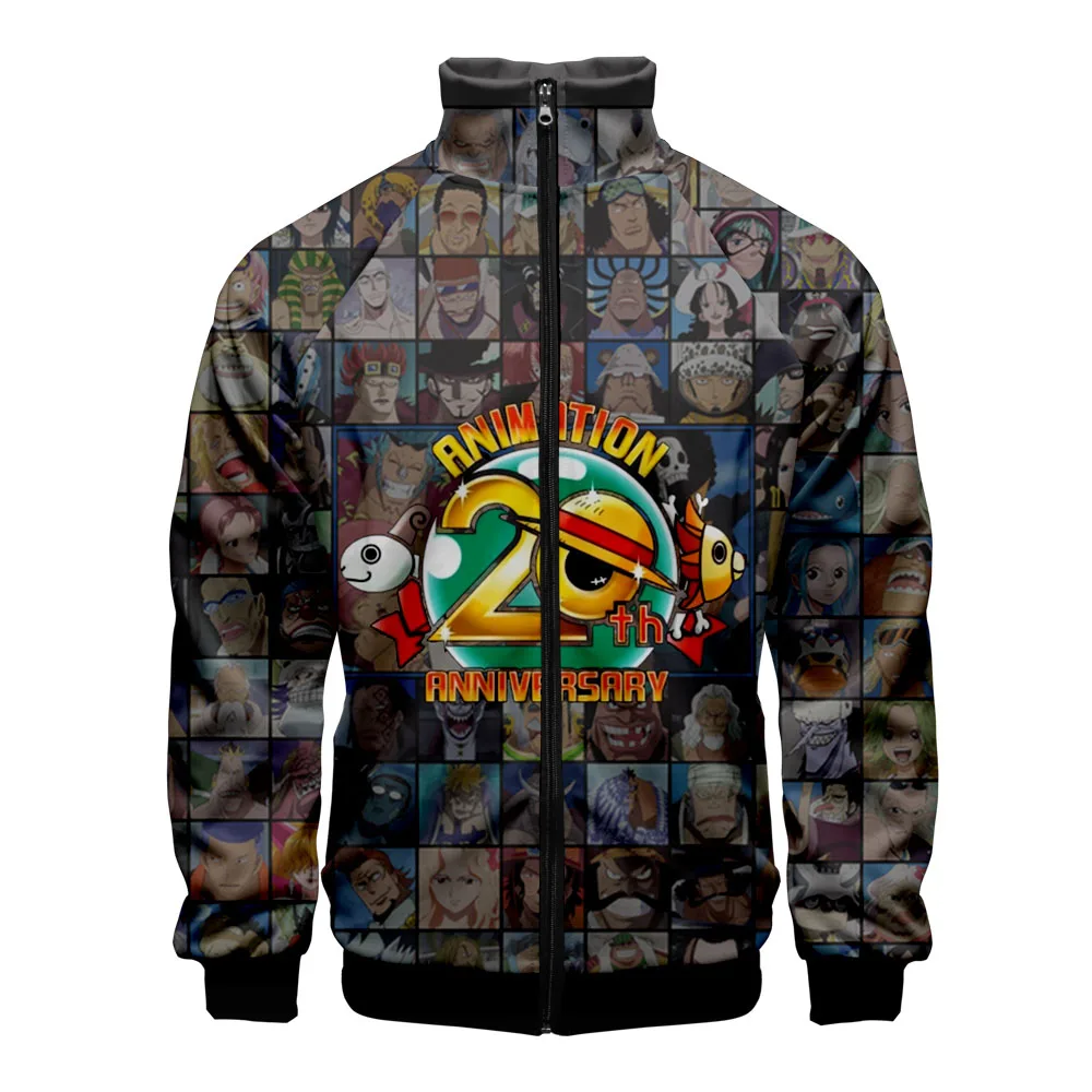 

2021 New ONE PIECE 3D printed Stand Collar Zipper Jacket men women Fashion ONE PIECE sweatshirt Ainme warm sleeve Jacket clothes
