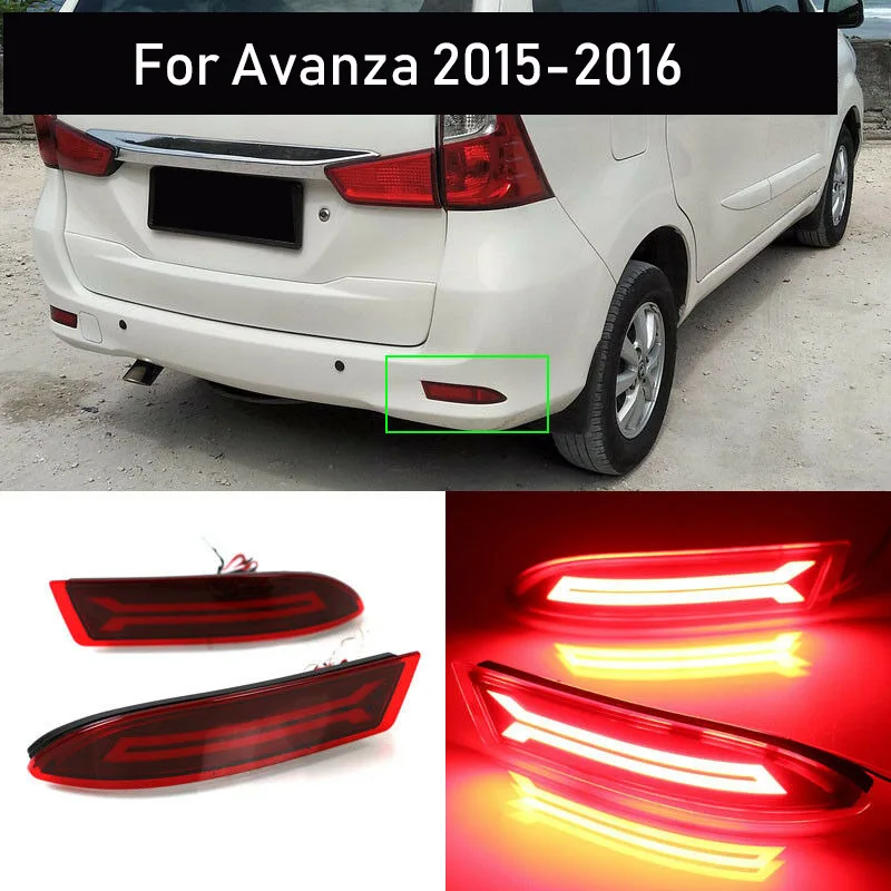 

for Toyota Avanza 2015-2016 LED Rear Bumper Fog Light with Turn Signal Brake Light Indicator Lamp Reflector Light