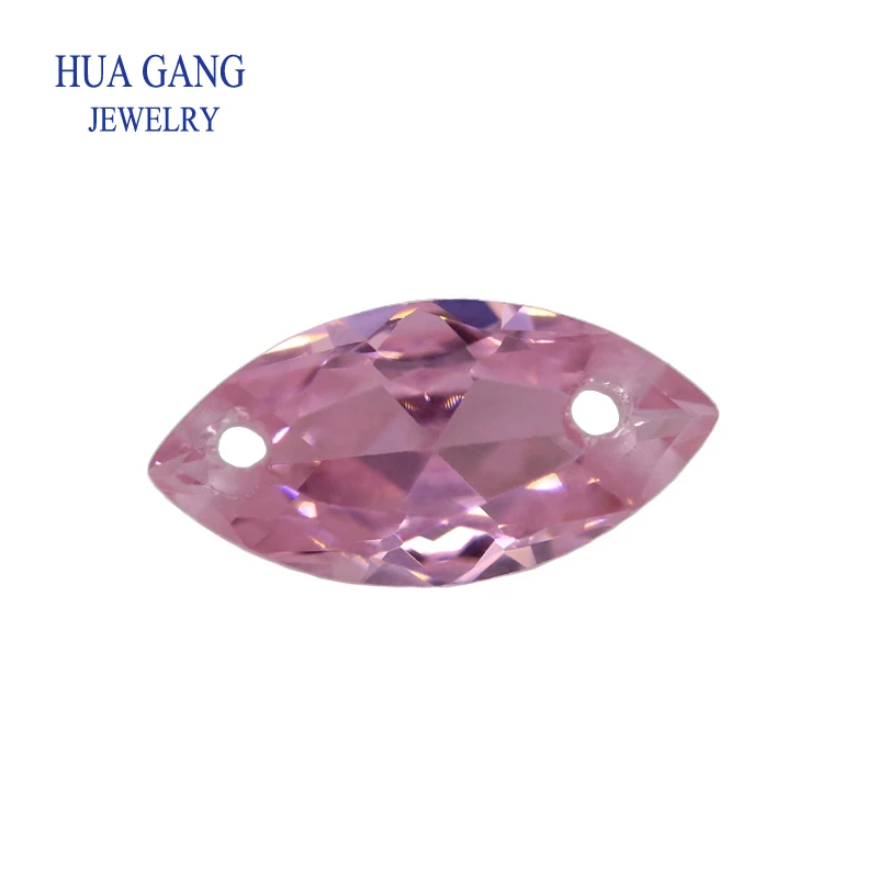 

Loose CZ Stone Double Holes AAAAA Marquise Shape Pink Cubic Zirconia Stone For Jewerly Making Size 4X8-10x20mm High Quality