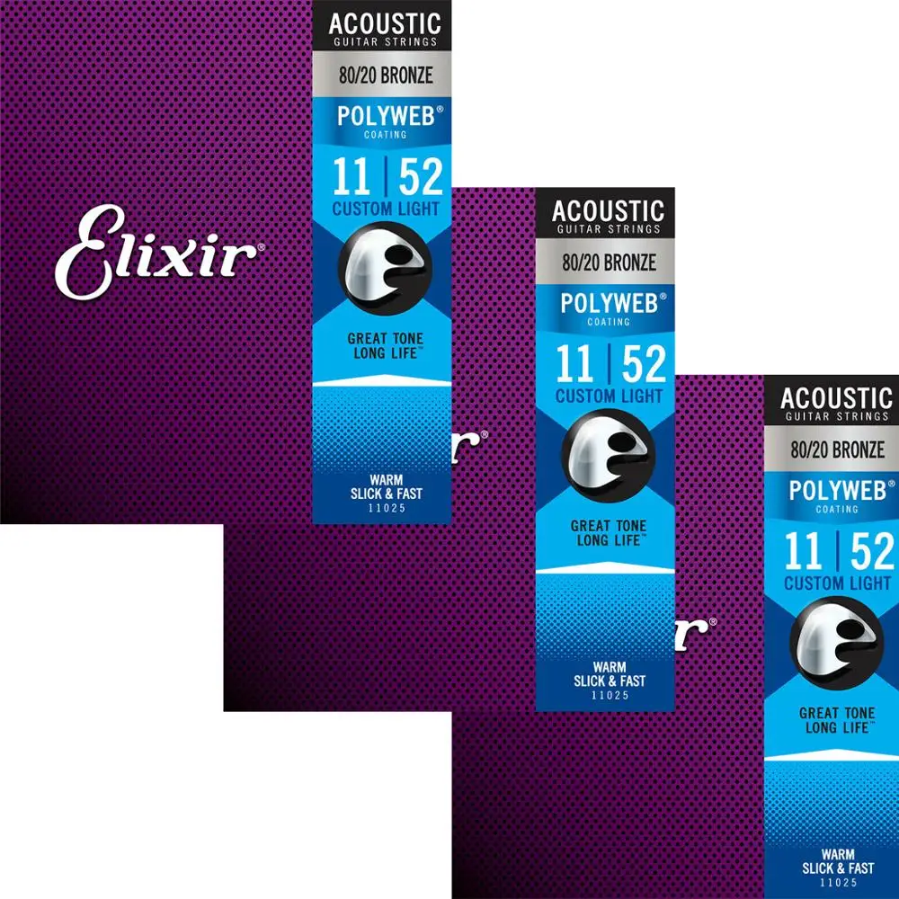 Струны для акустической гитары Elixir 011-052 из нержавеющей стали 11025 покрытие