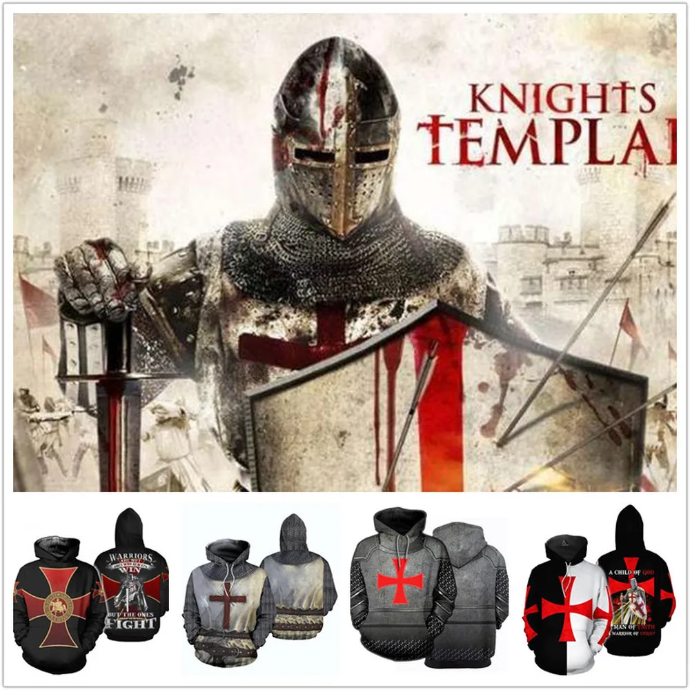 Аниме тамплиеров кофты с капюшоном Косплэй 3D печатных Для мужчин пуловер пальто