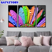 gatyztory 3pc colorful flowers painting by number kits drawing on canvas picture by numbers handpainted wall art home decor