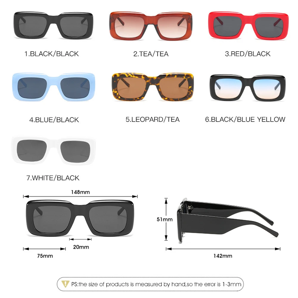 

LongKeeper Vintage Square Sunglasses Women Fashion Wide Leg Blue Black Sun Glasses Men Hip Hop UV400 Eyewear Female Shades