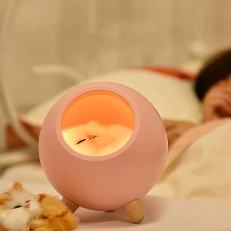 Ночник для домашнего животного с котенком прикроватный светильник USB-зарядкой