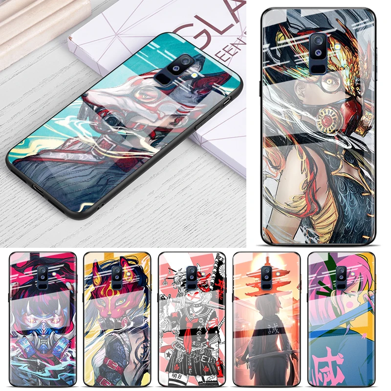 Чехол из закаленного стекла аниме девочка Самурай для Samsung Galaxy A91 A81 A72 A71 A52 A51 A41 A31