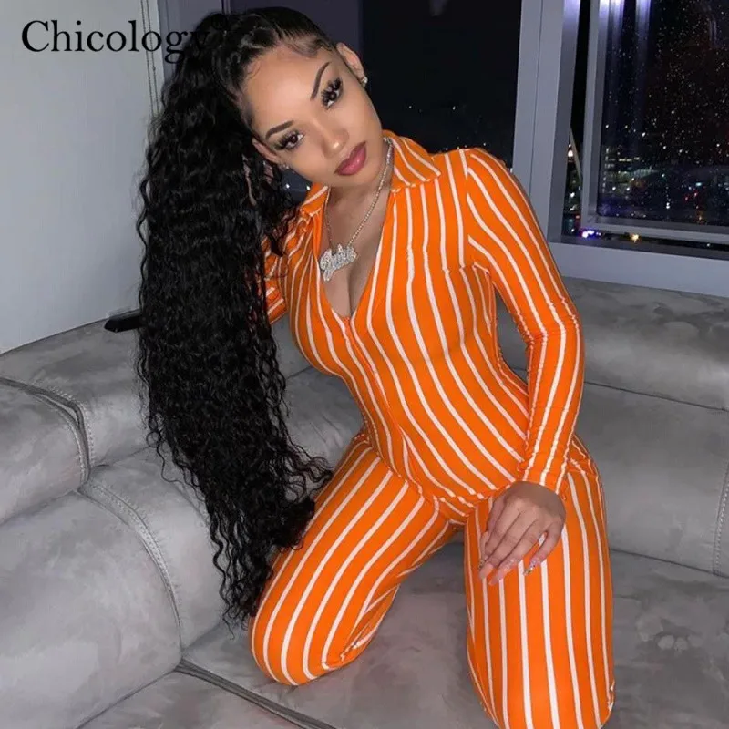 Chicology Застежка молния полоску Полосатое v образным вырезом длинным рукавом