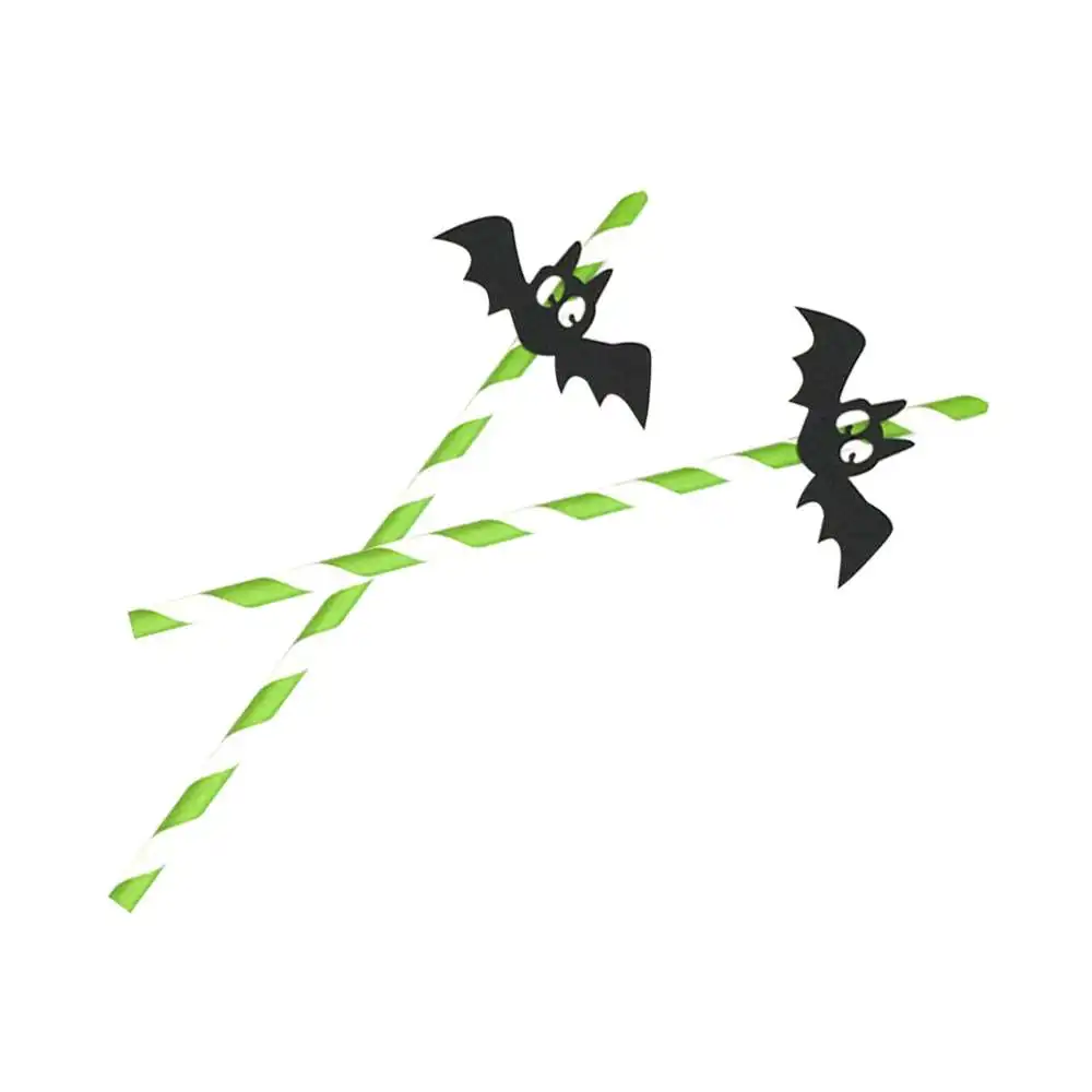 

50pcs Halloween Paper Straws Horror Spider Pumpkin Bat Paper Drinking Straw Halloween Party Decor DIY Funny Straws