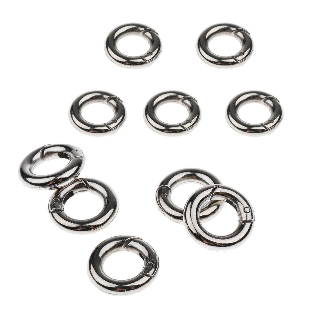 10 шт. Серебряный Круглый карабин пружинное кольцо пряжка зажим крючок Брелок для