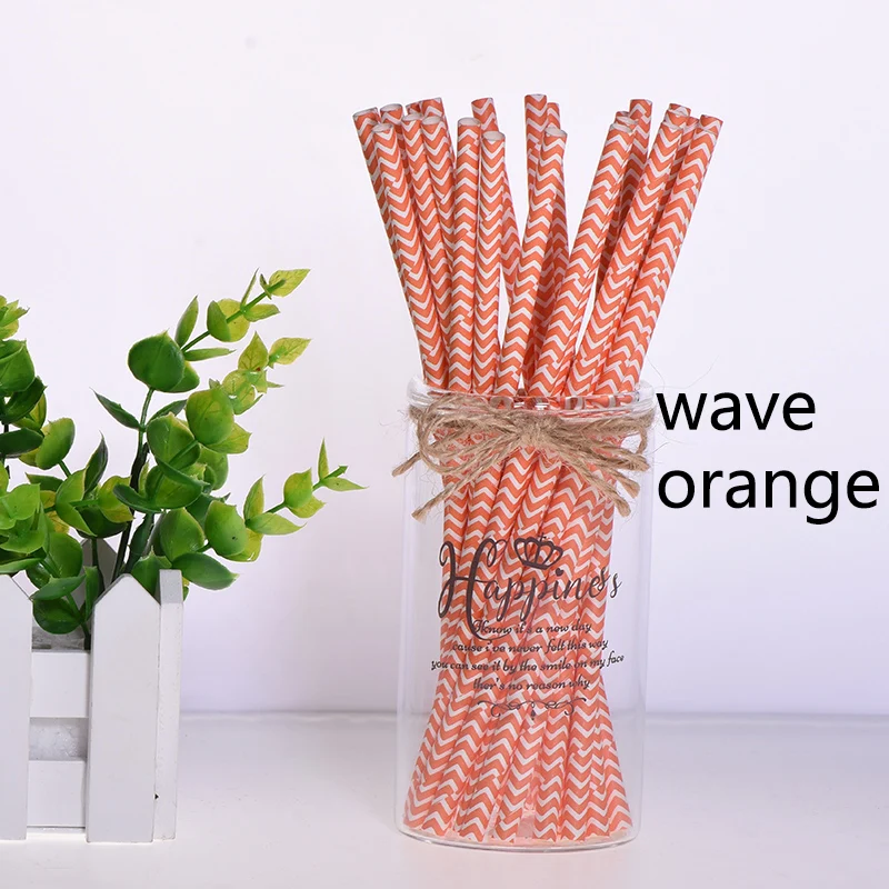 wave orange 25 шт торт Топпер бумажные соломинки с фламинго для дня рождения украшения дети взрослые выпускные поставки одноразовые Коктейльные трубочки - Цвет: wave orange