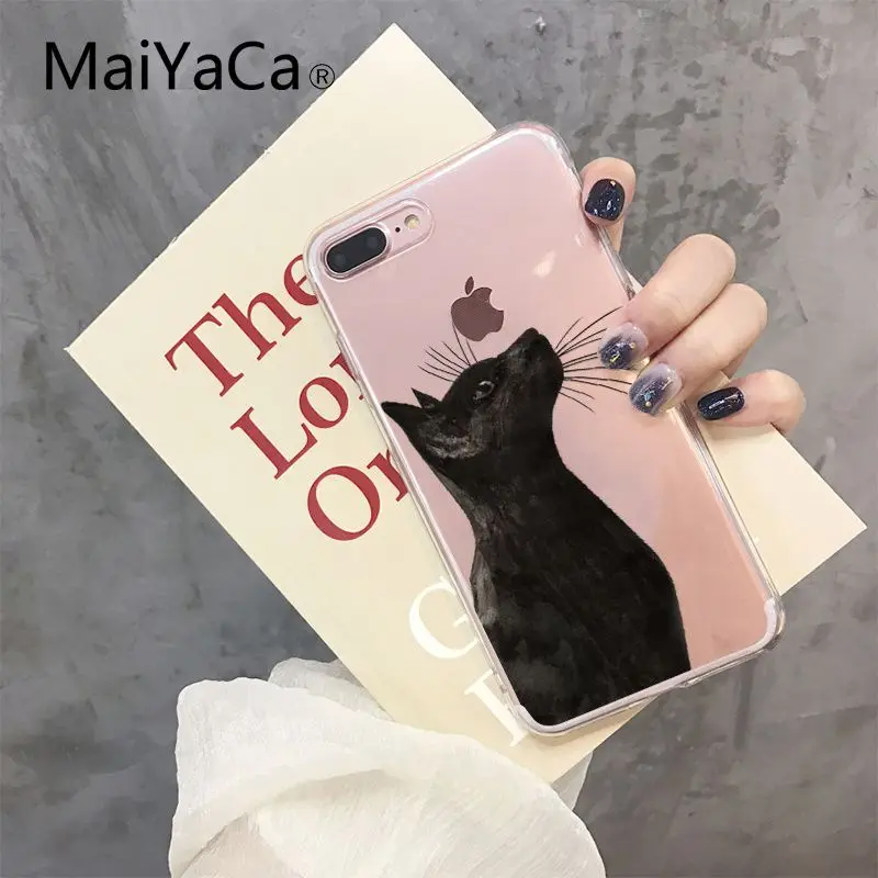 MaiYaCa милый кот котенок мягкая резина, термопластичный полиуретан чехол для телефона iPhone 5 5Sx 6 7 7plus 8 8Plus X XS MAX XR Fundas Capa