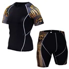 Дышащая эластичная компрессионная футболка Mma 2020 Muay Thai T костюм футболка с шортами с принтом, шорты MMA для бокса, фитнеса, тренажерного зала, тренировок