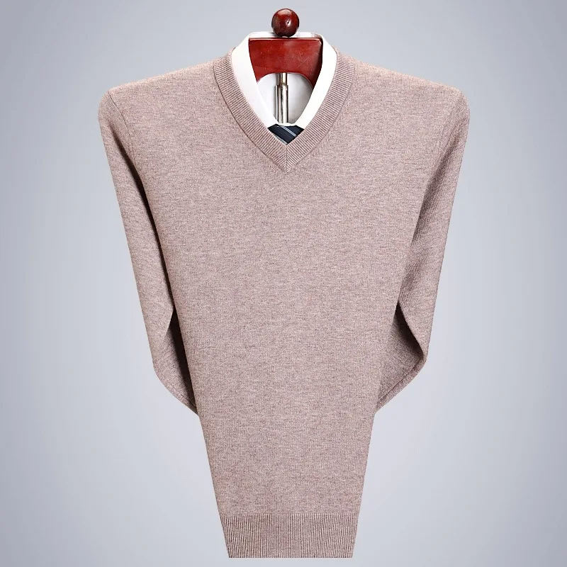 

Winter Sweater Men Pullover Business Casual College Menswear Autumn Solid Color Streetwear V-neck Thickening Men Clothes XXL 3XL