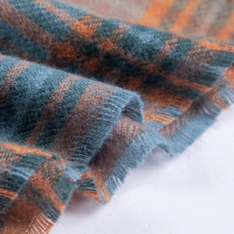 Модный женский винтажный клетчатый двухсторонний зимний шарф из искусственного