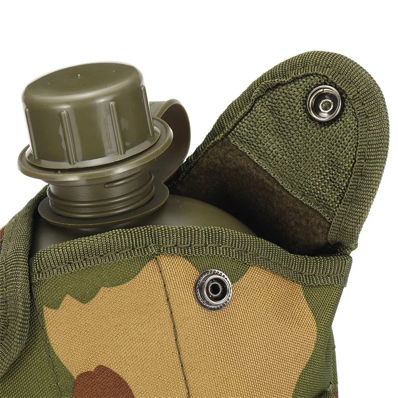 1L Outdoor Water Bottle Military Army Canteen with Aluminum Cooking Cup Kettle Pouch for Camping Hiking Picnic Tableware Travel - купить по