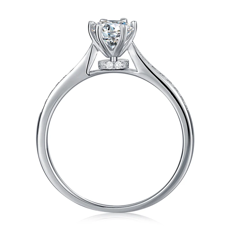 Moissanite Ring 0.5ct 5.0mm Round Cut VVS1 D Color Lab Diamond 925 Silver Jewelry Fashion Love Token Woman Girlfriend Gift | Украшения и