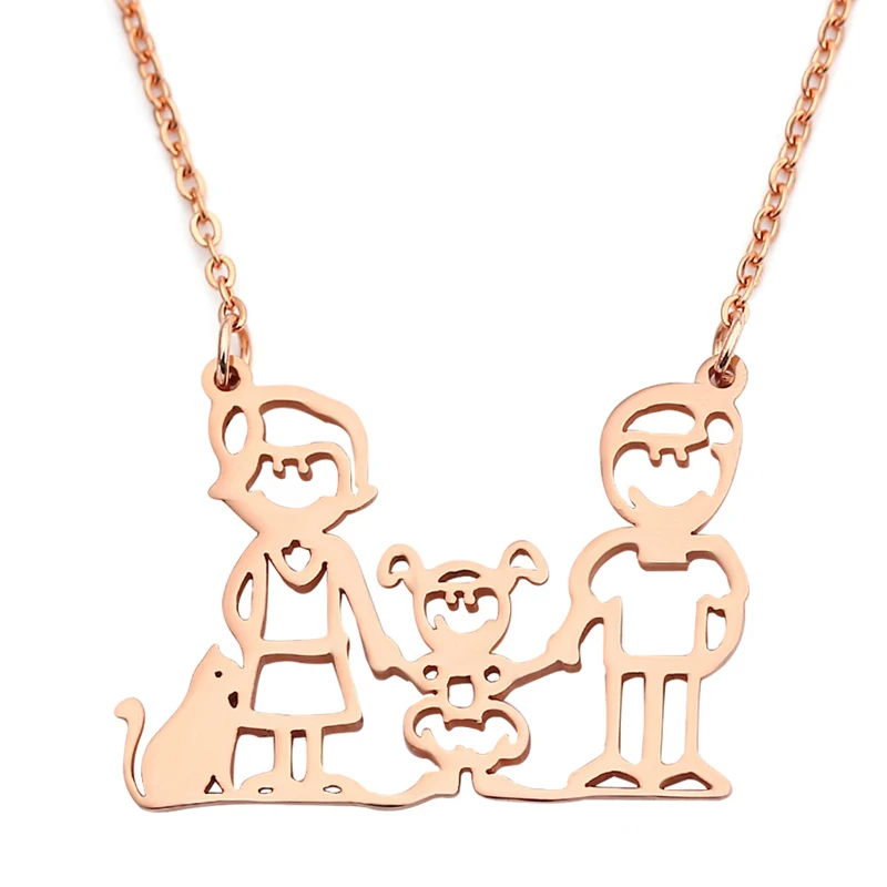 Новый продукт семья из трех ожерелий девушка и кошка ювелирные изделия для члена
