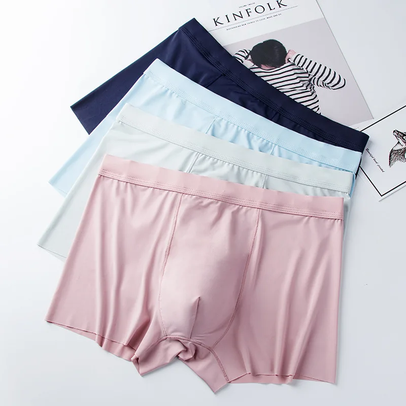 

Men's ice silk solid color underwear one-piece high-quality ice silk seamless, comfortable and breathable boxer briefs