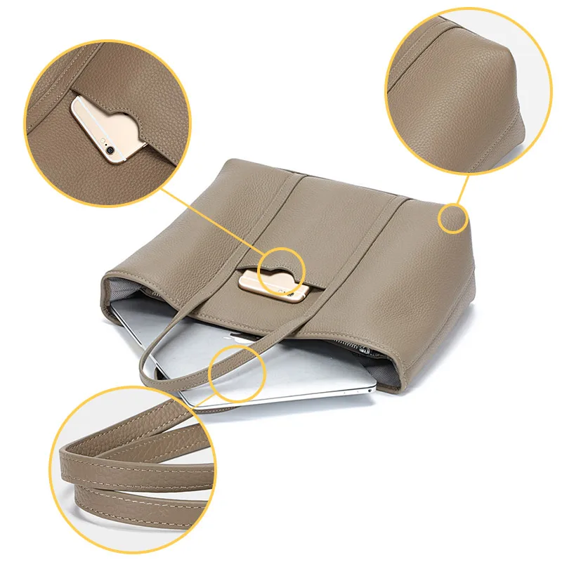 

Shoulder Female Designer Bag Genuine Leather Large Women'S Bags Ladies Hand Bags High Capacity Tote Bags Simple All-Match