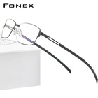 FONEX Мужская оправа для очков, квадратная оправа из сплава титана без винтов для очков для коррекции близорукости, модель F1011 в Корейском стиле, 2021